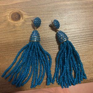 BaubleBar Green/Blue Beaded Tassel Earrings